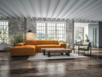 velours bank met chaise longue