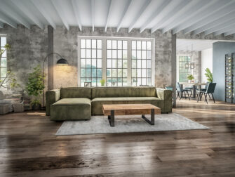 groen leren hoekbank