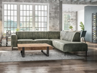 groen leren hoekbank