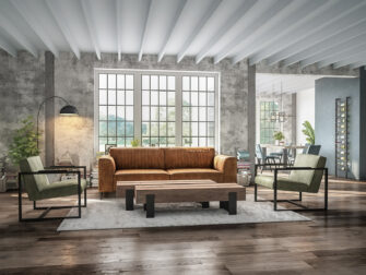 bruin leren bank aspen