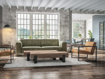 olijf groen leren bank