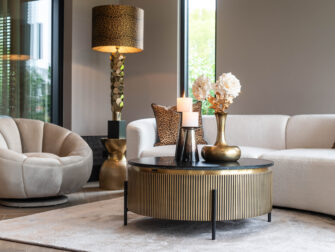 gouden salontafel met marmer blad