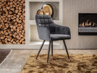 ranke eetkamerstoel in grijze stof