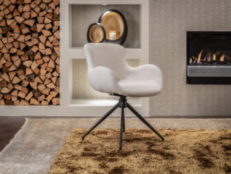 witte stoffen eetkamerstoel industrieel