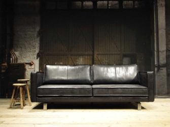 leren bank zwart