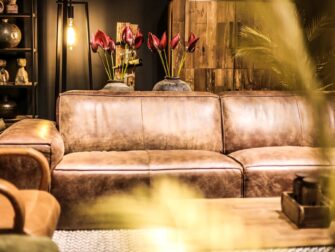 Bank Maranello - 5 zits geschuurd leer tabac