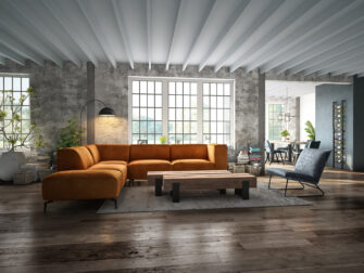 buine leren hoekbank