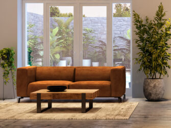 dikke cognac leren bank