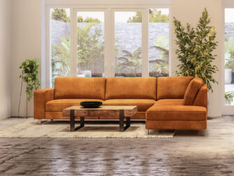 cognac leren hoekbank