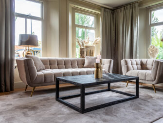 richmond huxley bank en fauteuil boucle khaki