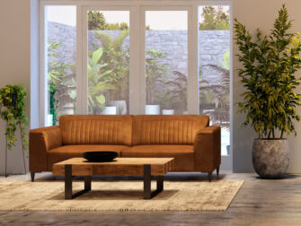 cognac kleurige aspen bank