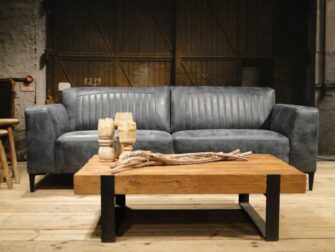 blauwe 3 zits bank leer