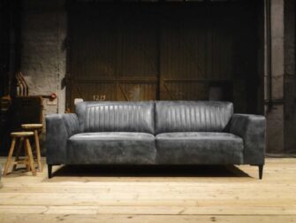 blauwe 3 zits bank leer