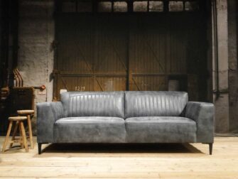 blauwe 3 zits bank leer