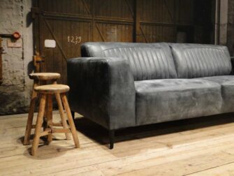 blauwe 3 zits bank leer