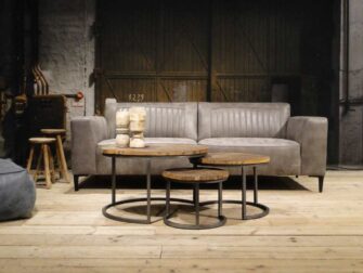 grijze leren 3 zits bank