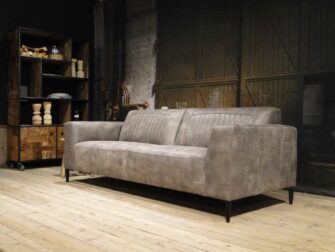 grijze leren 3 zits bank