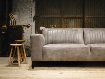 grijze leren 3 zits bank