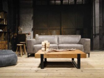 grijze leren 3 zits bank