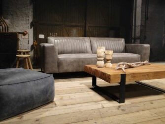 grijze leren 3 zits bank