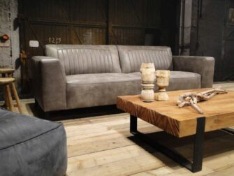 grijze leren 3 zits bank