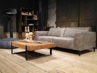 grijze leren 3 zits bank