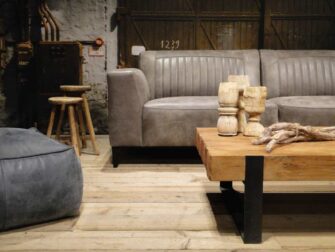 grijze leren 3 zits bank