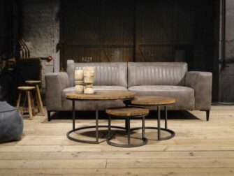 grijze leren 3 zits bank