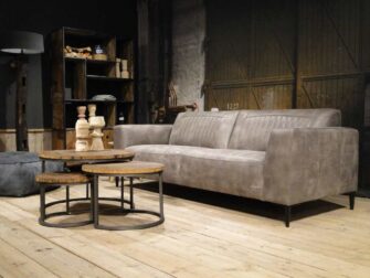 grijze leren 3 zits bank