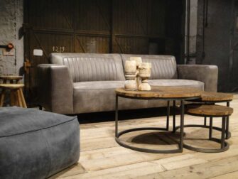 grijze leren 3 zits bank