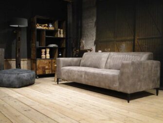 grijze leren 3 zits bank