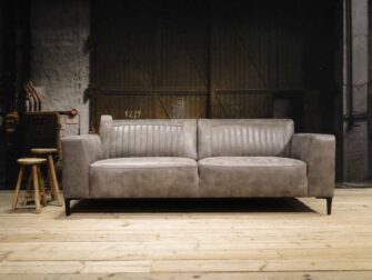 grijze leren 3 zits bank