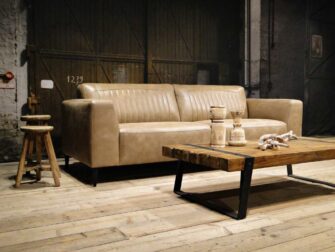 beige leren 3 zits bank