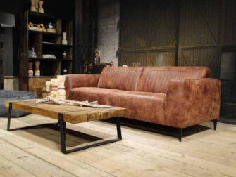 bruin leren 3 zits bank