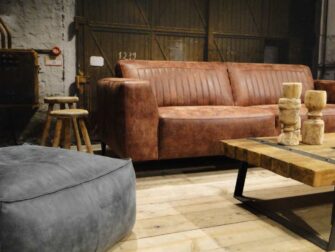 bruin leren 3 zits bank