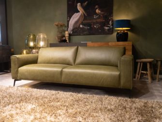 Fijne bank in groen leer