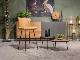 cognac leren barkrukken