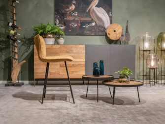 cognac leren barkruk