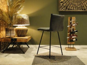 grijze leren barkruk