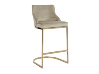 khaki velvet barkruk gouden frame