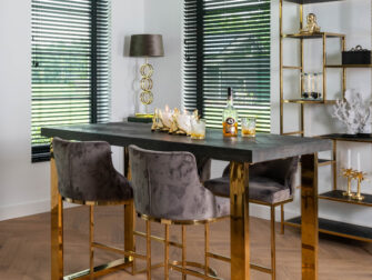 chique barkrukken grijze velours stof