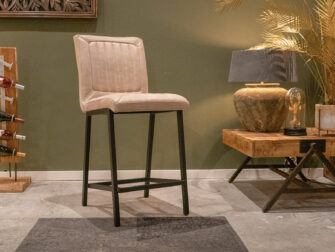 leren kruk met metalen frame