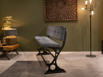 blauwe leren bank hoog