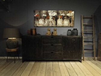 industrieel zwart dressoir