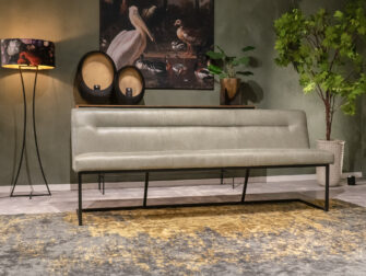 brede eetkamerbank in stof of leer