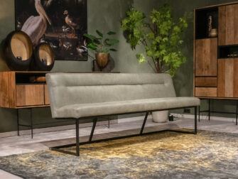 industriële lange eetkamerbank stof
