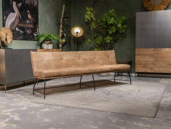 bruine leren eetbank