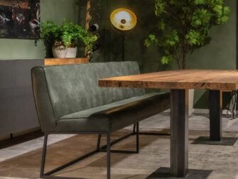 donkergroene eetkamerbank