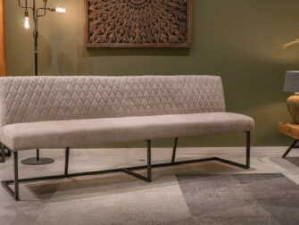 stoere leren eetbank