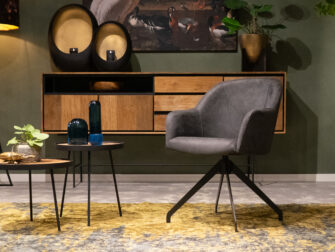 stoere eetkamerstoel grijs microleder